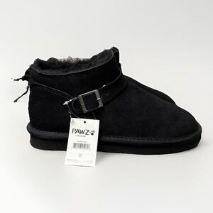 Bearpaw PAWZ Women's 8 Black Suede NWT Fur Lined Booties Short Winter Boots